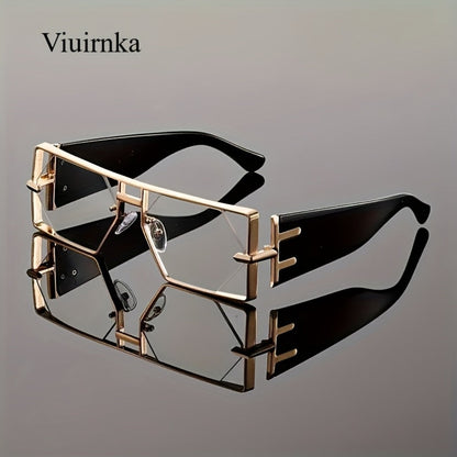 Sunglasses for Men - Oversized Square UV400 Hollow Metal Frame - PC Lens Trendy Exaggerated - product detail view 6