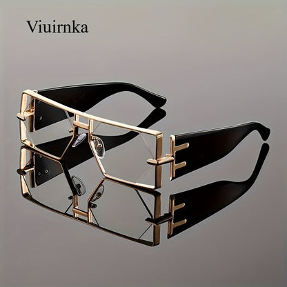 Sunglasses for Men - Oversized Square UV400 Hollow Metal Frame - PC Lens Trendy Exaggerated - product detail view 16