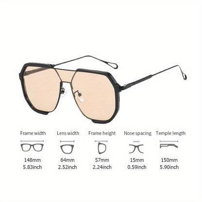 Sunglasses for Men - Oversized for Women Vintage Double Bridge Semi-Rimless UV Protection AC - product detail view 9
