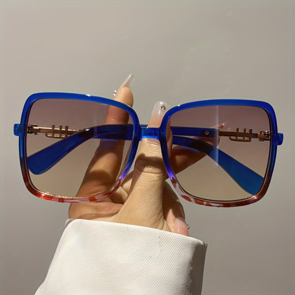 Sunglasses for Men - Oversized Vintage Unisex Two-Tone Frame Premium Fashion Eyewear Beach - product detail view 9