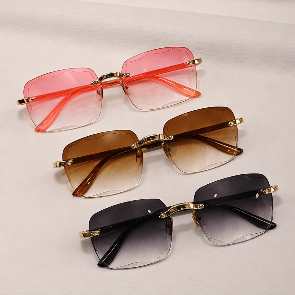 Sunglasses for Men - Photochromic Glasses 3 Pack Frameless Square Auto-Tinting Lenses Scratch - product detail view 3
