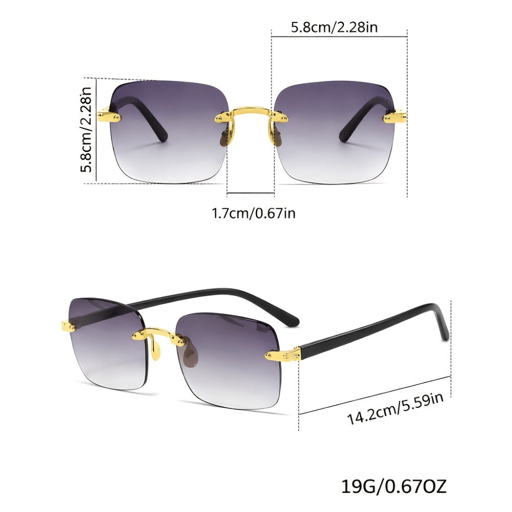 Sunglasses for Men - Photochromic Glasses 3 Pack Frameless Square Auto-Tinting Lenses Scratch - product detail view 4