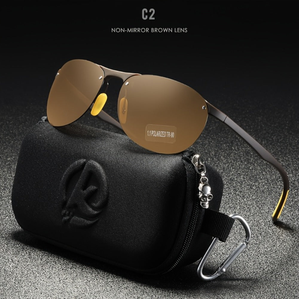 Sunglasses for Men - Photochromic Polarized Frameless Oval - TR90 Lightweight Auto-Darkening - product detail view 3