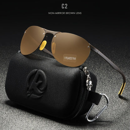 Sunglasses for Men - Photochromic Polarized Frameless Oval - TR90 Lightweight Auto-Darkening - product detail view 3