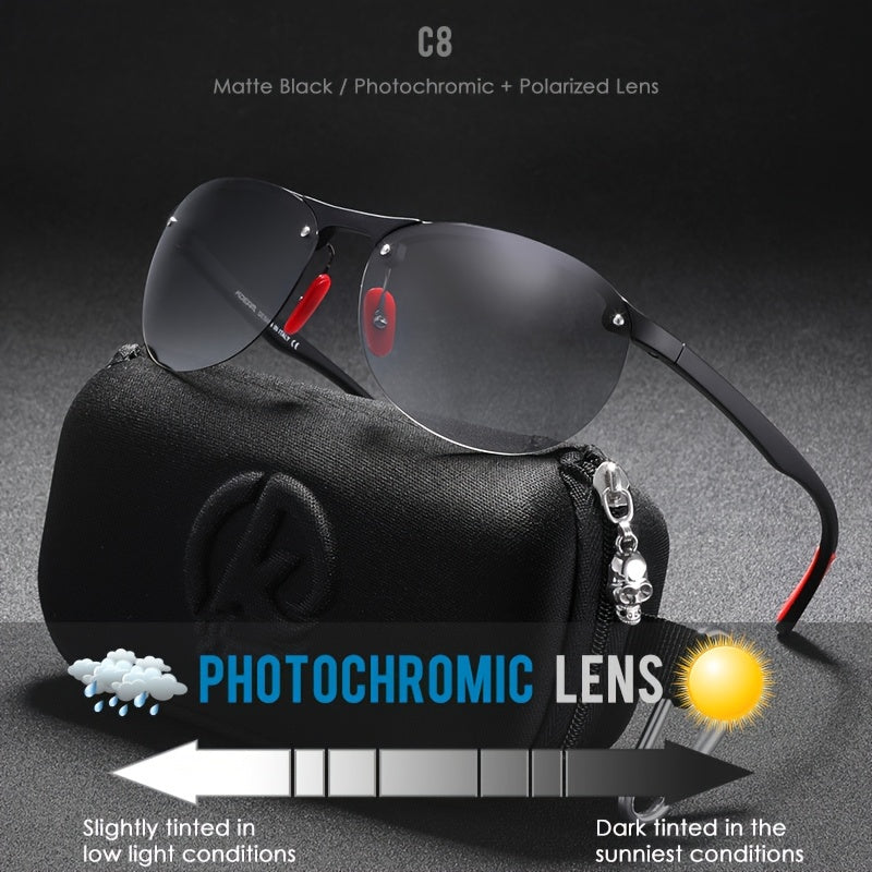 Sunglasses for Men - Photochromic Polarized Frameless Oval - TR90 Lightweight Auto-Darkening - product detail view 18