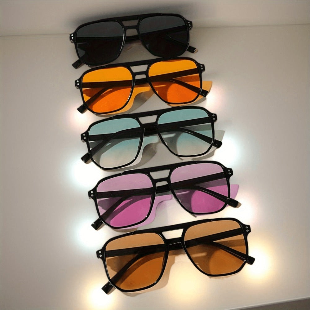 Sunglasses for Men - Pilot 5 Pack Women Large Square PC Frame Multicolor Lenses Fashion Casual - product detail view 3