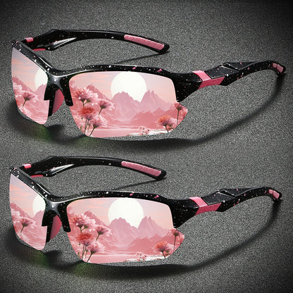 Sunglasses for Women - Polarized for 2 Pack Semi-Rimless UV400 Anti-Glare Mirror Lens TAC Coating - product detail view 9