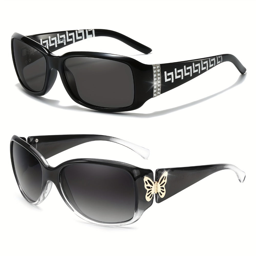 Sunglasses for Women - Polarized 2 Pack UV400 Butterfly Oversized Jackie-O Wrap-Around Fashion - product detail view 7