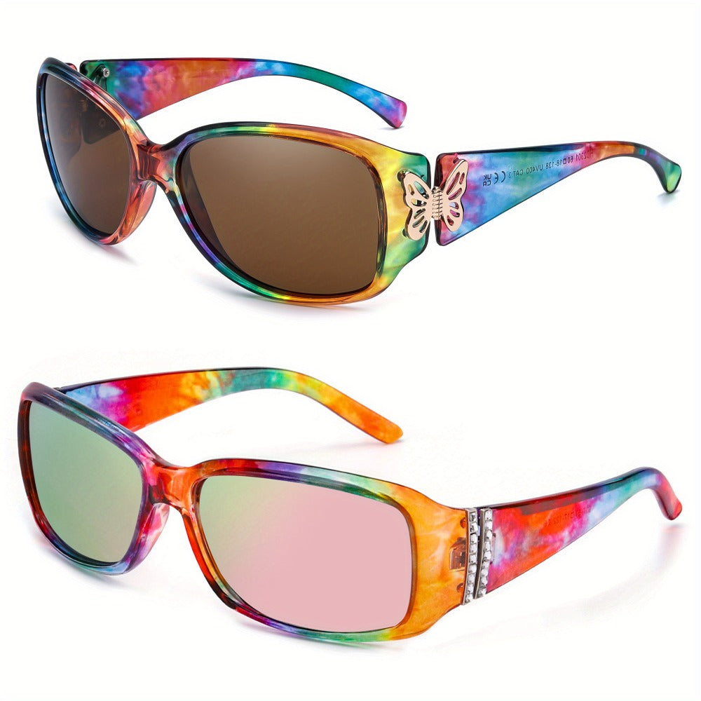 Sunglasses for Women - Polarized 2 Pack UV400 Butterfly Oversized Jackie-O Wrap-Around Fashion - product detail view 13