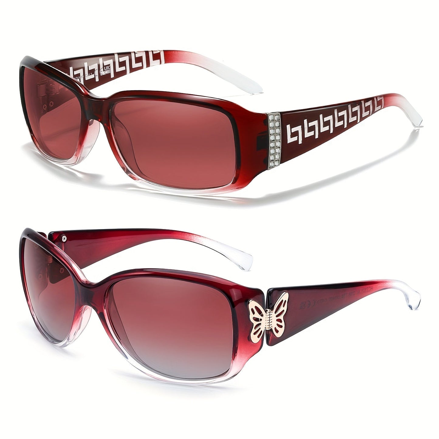 Sunglasses for Women - Polarized 2 Pack UV400 Butterfly Oversized Jackie-O Wrap-Around Fashion - product detail view 18