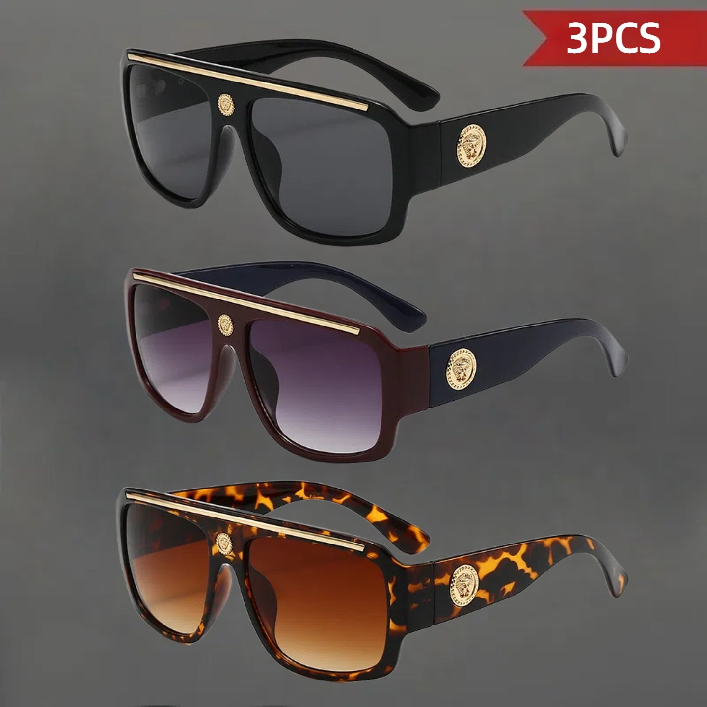 Sunglasses for Men - Polarized 3 Pack Retro Vintage UV400 Lightweight Frame Unisex Shades for - product detail view 21