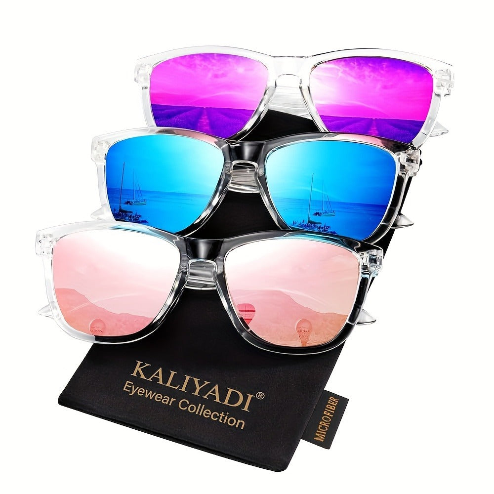 Sunglasses for Women - Polarized for 3 Pack Trendy Gradient Fashion Shades UV Protection - Ice - product detail view 3