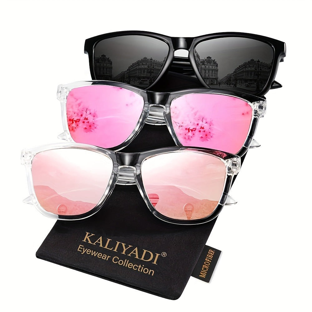 Sunglasses for Women - Polarized for 3 Pack Trendy Gradient Fashion Shades UV Protection - Ice - product detail view 13