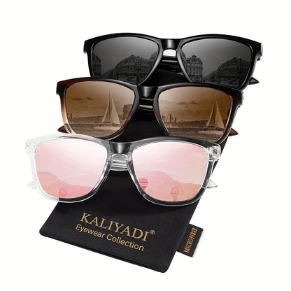 Sunglasses for Women - Polarized for 3 Pack Trendy Gradient Fashion Shades UV Protection - Ice - product detail view 38