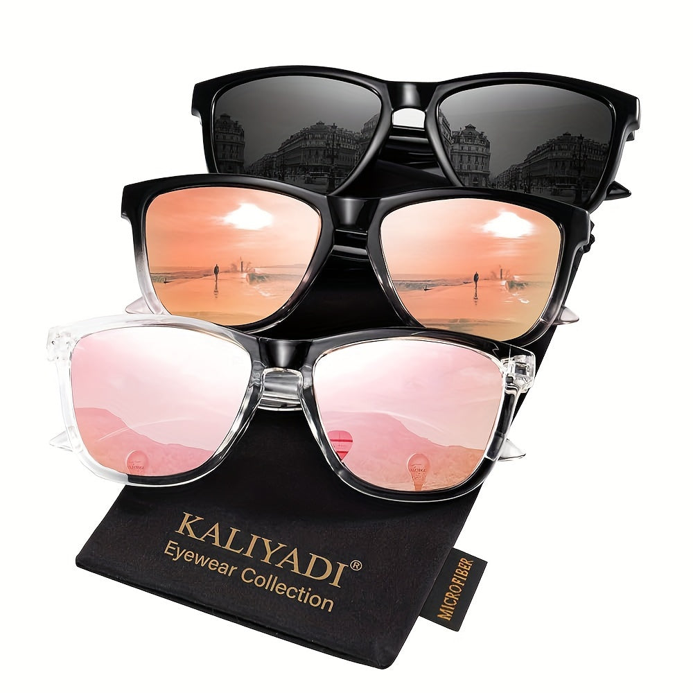 Sunglasses for Women - Polarized for 3 Pack Trendy Gradient Fashion Shades UV Protection - Ice - product detail view 41