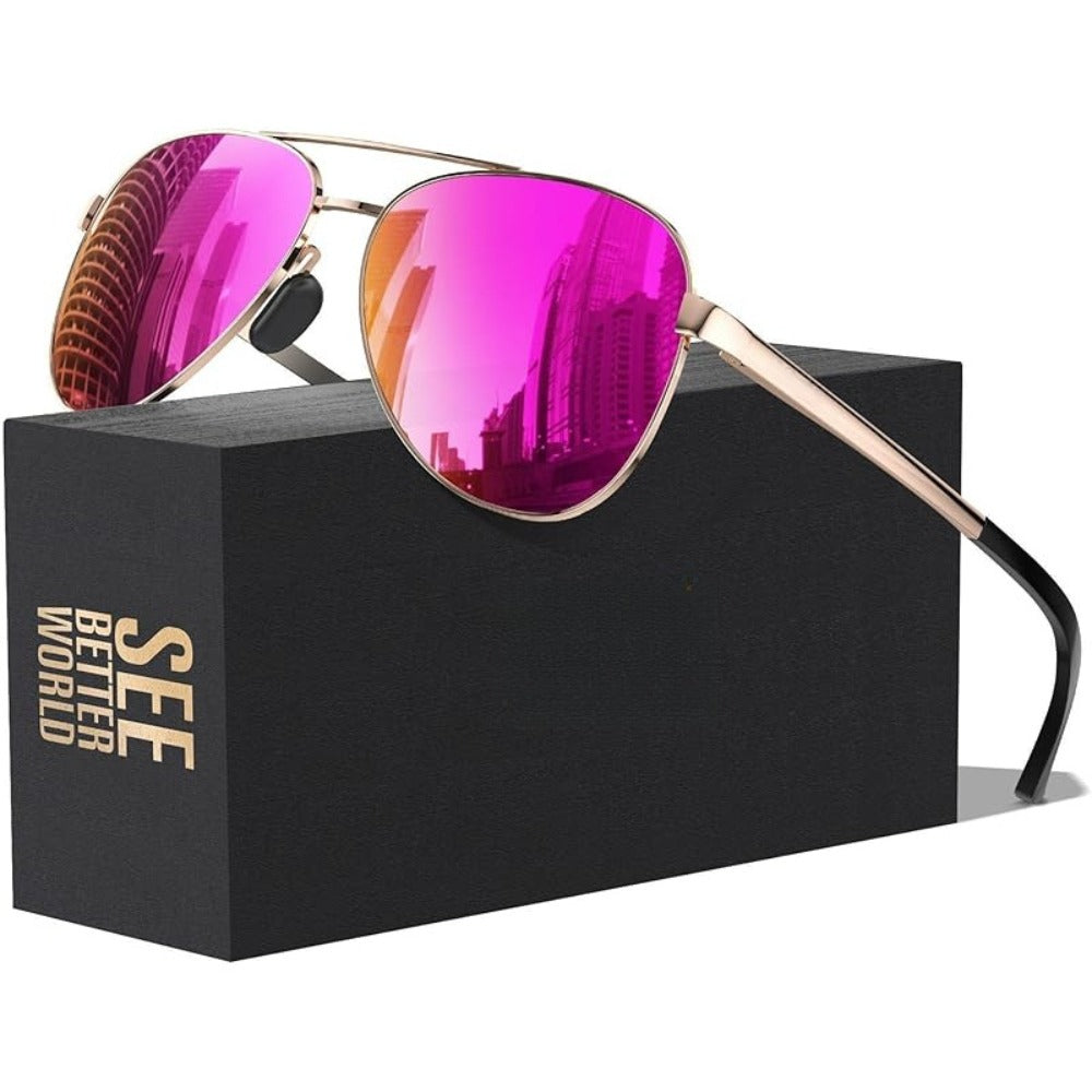 Sunglasses for Men - Polarized 59mm Unisex Mirrored & Non-Mirrored Driving Outdoor Eyewear for - product detail view 7