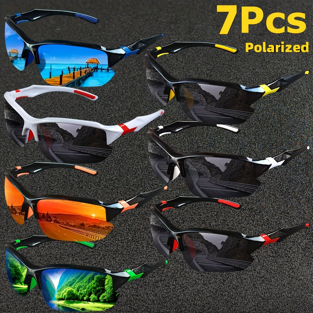 Sunglasses for Men - Polarized 7 Pairs Bulk Set UV400 Square Frame Sports Eyewear for Women - product detail view 9