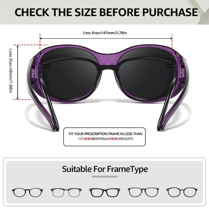 Sunglasses - Polarized Fit Over Glasses for Women 2 Pack, Rhinestone Accent Wraparound - product detail view 6