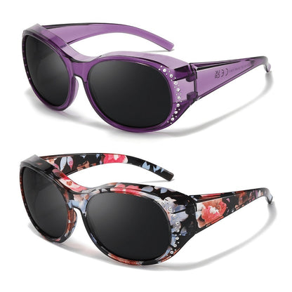 Sunglasses - Polarized Fit Over Glasses for Women 2 Pack, Rhinestone Accent Wraparound - product detail view 15