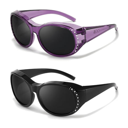 Sunglasses - Polarized Fit Over Glasses for Women 2 Pack, Rhinestone Accent Wraparound - product detail view 25