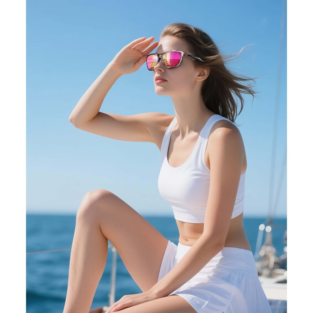 Sunglasses for Men - Polarized Women Lightweight Trendy Fashion Eyewear Pink Purple - product detail view 16