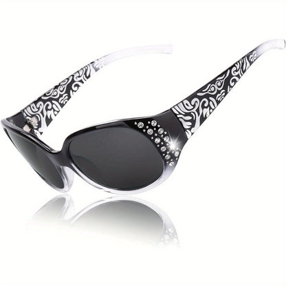 Sunglasses for Women - Polarized for Rhinestone Wrap Around Oversized Shield Lens UV400 - product detail view 4