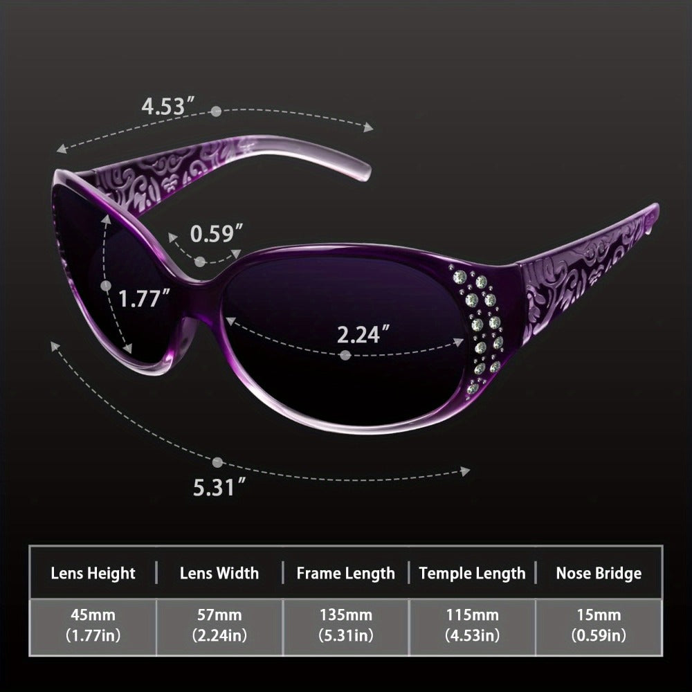 Sunglasses for Women - Polarized for Rhinestone Wrap Around Oversized Shield Lens UV400 - product detail view 5