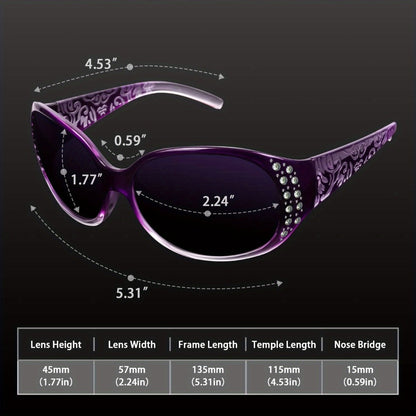 Sunglasses for Women - Polarized for Rhinestone Wrap Around Oversized Shield Lens UV400 - product detail view 5