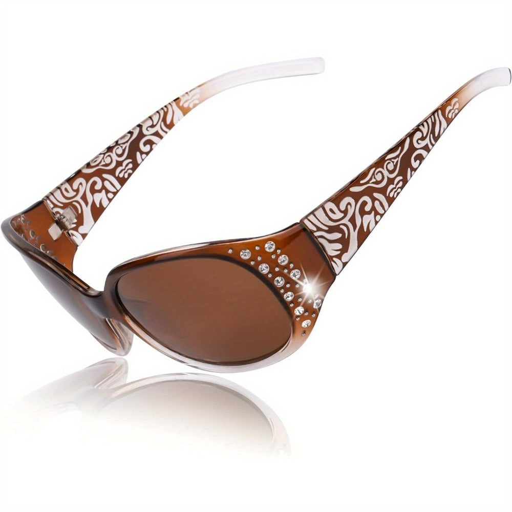 Sunglasses for Women - Polarized for Rhinestone Wrap Around Oversized Shield Lens UV400 - product detail view 6