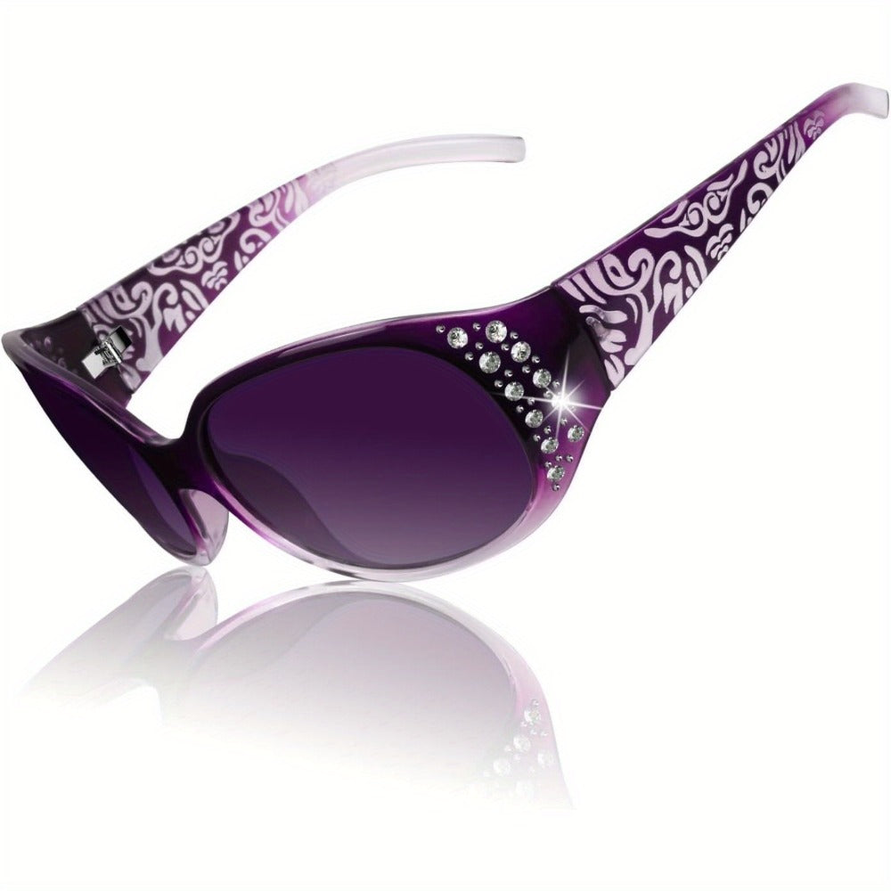 Sunglasses for Women - Polarized for Rhinestone Wrap Around Oversized Shield Lens UV400 - product detail view 7