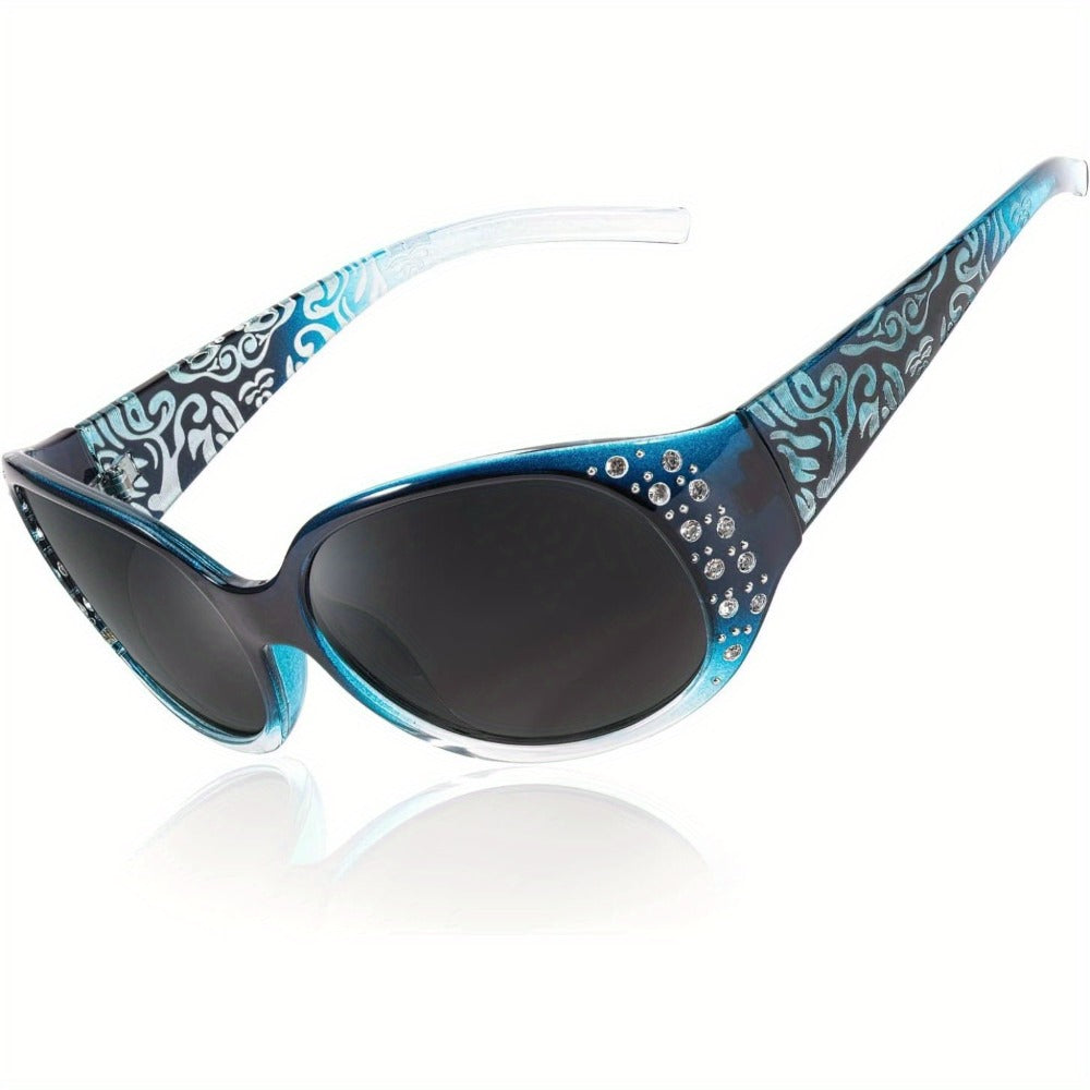 Sunglasses for Women - Polarized for Rhinestone Wrap Around Oversized Shield Lens UV400 - product detail view 8