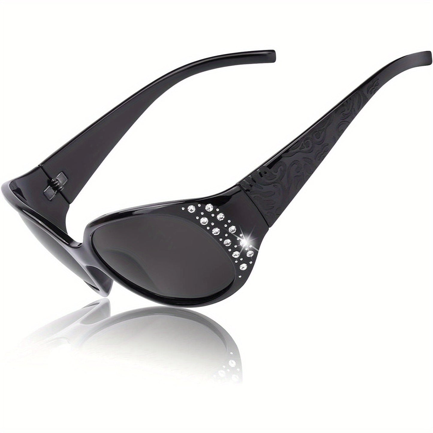 Sunglasses for Women - Polarized for Rhinestone Wrap Around Oversized Shield Lens UV400 - product detail view 18