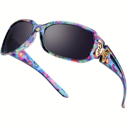 Sunglasses for Men - Polarized UV400 Butterfly Floral Wrap-Around Fashion Eyewear for & Women - product detail view 11
