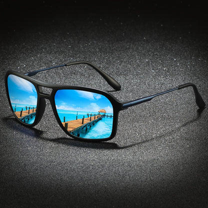 Sunglasses for Men - Polarized for & Women UV400 Square Frame, Flexible Spring Temples - product detail view 9