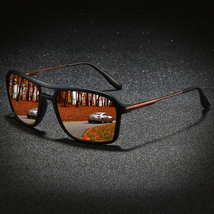 Sunglasses for Men - Polarized for & Women UV400 Square Frame, Flexible Spring Temples - product detail view 10