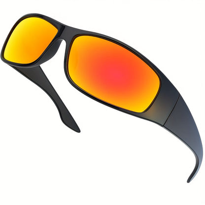 Sunglasses for Men - Polarized Wrap Around Super Dark Lens Lightweight Glossy Matte Frame Black - product detail view 7