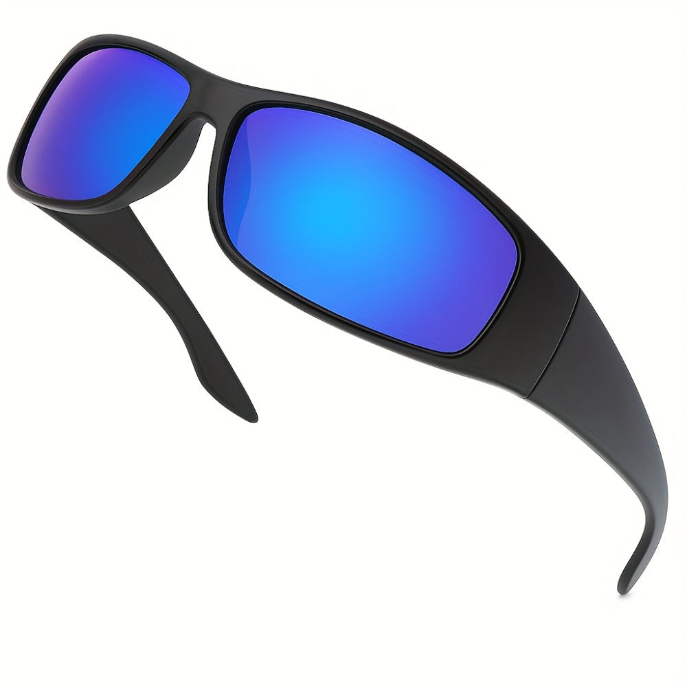 Sunglasses for Men - Polarized Wrap Around Super Dark Lens Lightweight Glossy Matte Frame Black - product detail view 9