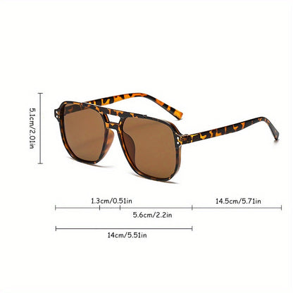 Sunglasses for Women - Rectangular for 3 Pack Leopard Print Dual Bridge Reflective Mirror Lens - product detail view 11