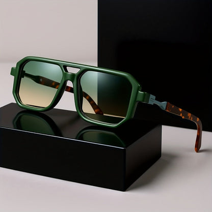 Sunglasses for Men - Retro Square UV400 Oversized Frame - Tortoiseshell Arms Unisex Fashion - product detail view 5
