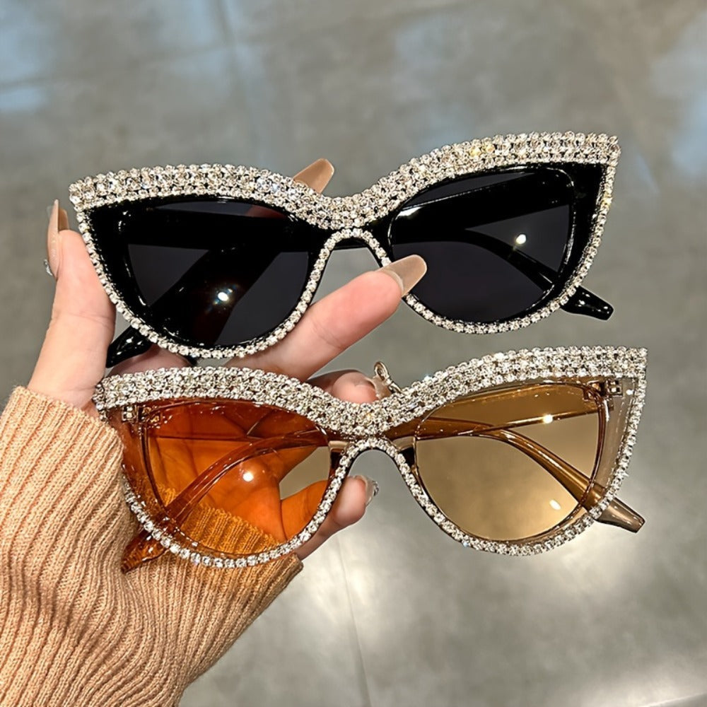 Sunglasses for Women - Rhinestone Cat Eye Glasses 2 Pack Sparkling Crystal Composite Frame - product detail view 3