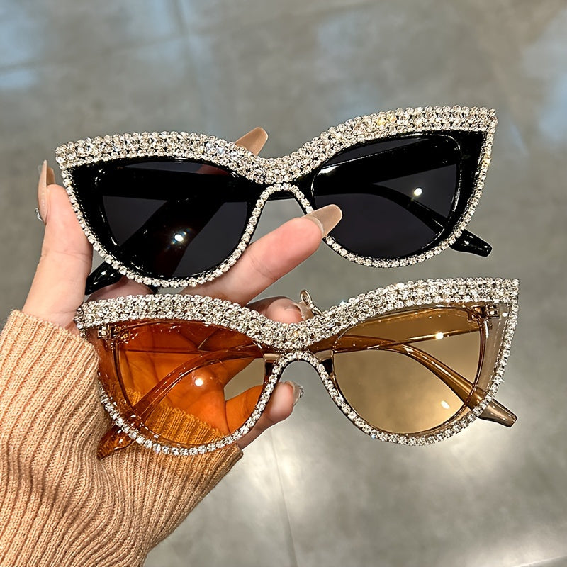 Sunglasses for Women - Rhinestone Cat Eye Glasses 2 Pack Sparkling Crystal Composite Frame - product detail view 8