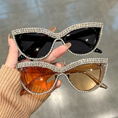 Sunglasses for Women - Rhinestone Cat Eye Glasses 2 Pack Sparkling Crystal Composite Frame - product detail view 8