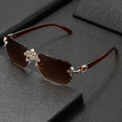 Sunglasses for Men - Rhinestone Frameless Square Glasses Decorative Fashion Eyewear for Women & - product detail view 10