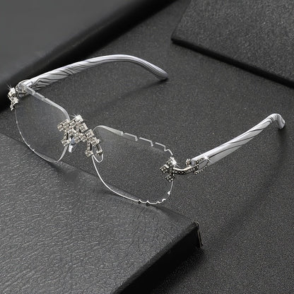 Sunglasses for Men - Rhinestone Frameless Square Glasses Decorative Fashion Eyewear for Women & - product detail view 11