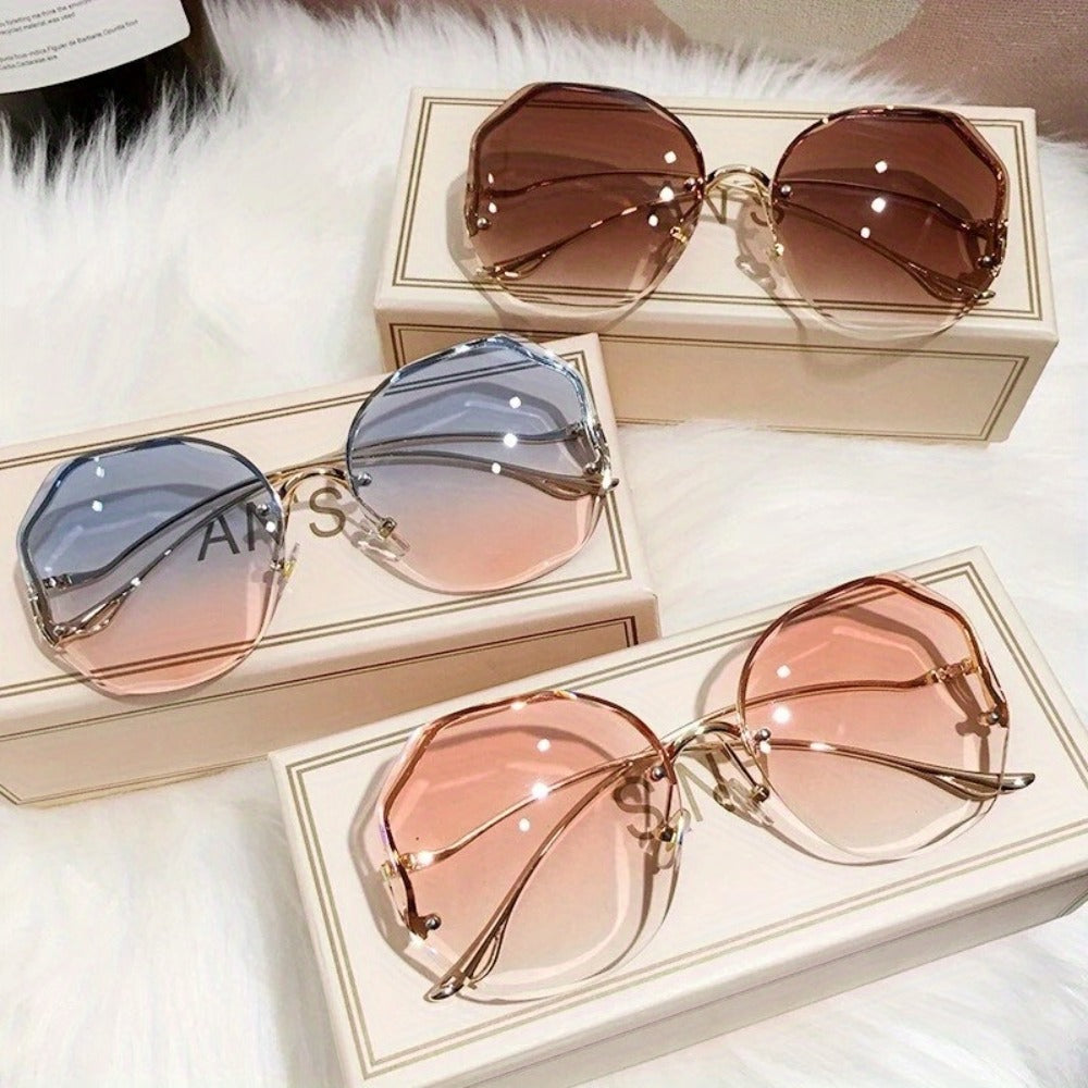 Sunglasses for Men - Rimless Glasses 3 Piece Set Frameless Metal Fashion Eyewear for Women - product detail view 2