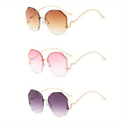Sunglasses for Men - Rimless Glasses 3 Piece Set Frameless Metal Fashion Eyewear for Women - product detail view 3