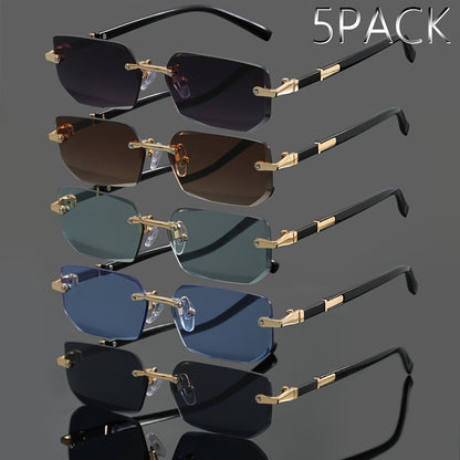 Sunglasses for Men - Rimless Glasses 5-Pack Frameless Metal Retro Slim for & Women, Multi-Color - main product view