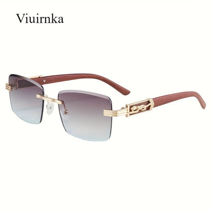 Sunglasses for Men - Rimless Rectangle Glasses for Women , Vintage Leopard Temple Design - product detail view 8