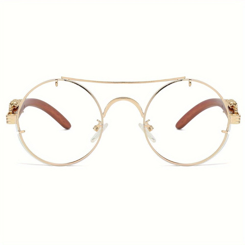Sunglasses for Men - Round Women Metal Frame Double Bridge Gradient PC Lenses Leopard Hinge - product detail view 18