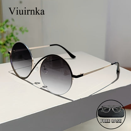 Sunglasses for Women - Round Oversized for with Case & Cleaning Cloth - Trendy Large Full Frame - product detail view 2